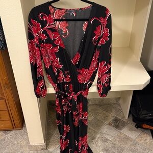 Madison Black and Red Floral Dress